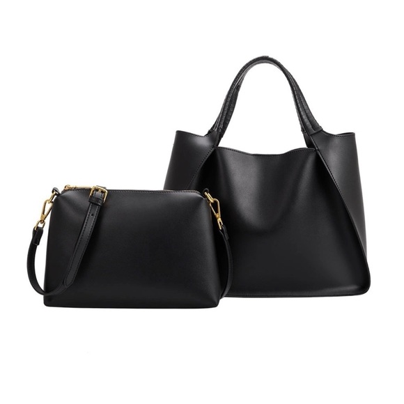 Melie Bianco Handbags - Melie Bianco Megan Minimalist Vegan Leather Tote Set NWT Black